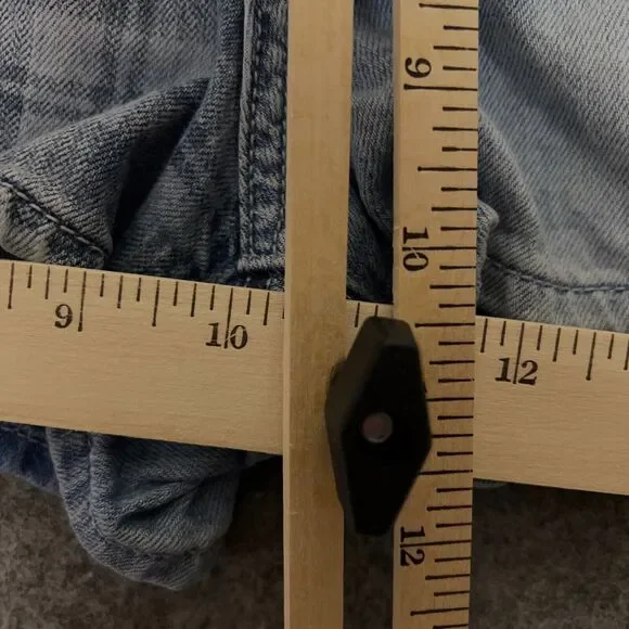 American Eagle Women Shorts 6 Jean Blue Denim Light Mom High Rise Plaid Casual - Picture 3 of 8